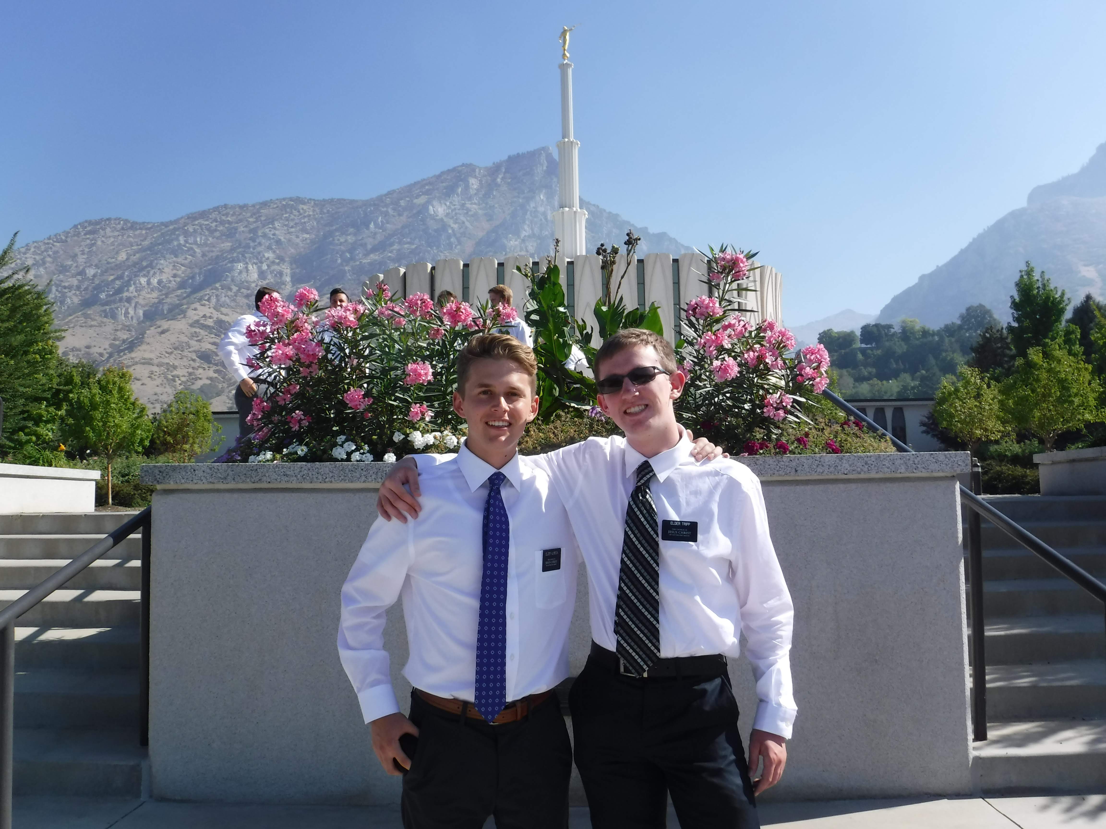 with companion at temple